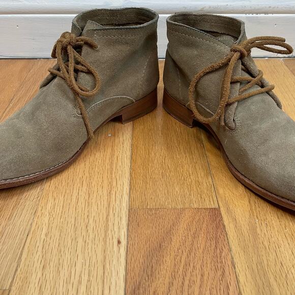 Frye Suede Lace Up Boots 7B Womens Leather Heel Ankle Shaft Grey Brown - Picture 3 of 8